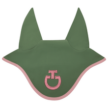 Load image into Gallery viewer, Cavalleria Toscana Light Weight Jersey Ear Bonnet - Green/Pink
