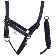 Load image into Gallery viewer, Cavalleria Toscana Headcollar &amp; Leadrope Set - Navy
