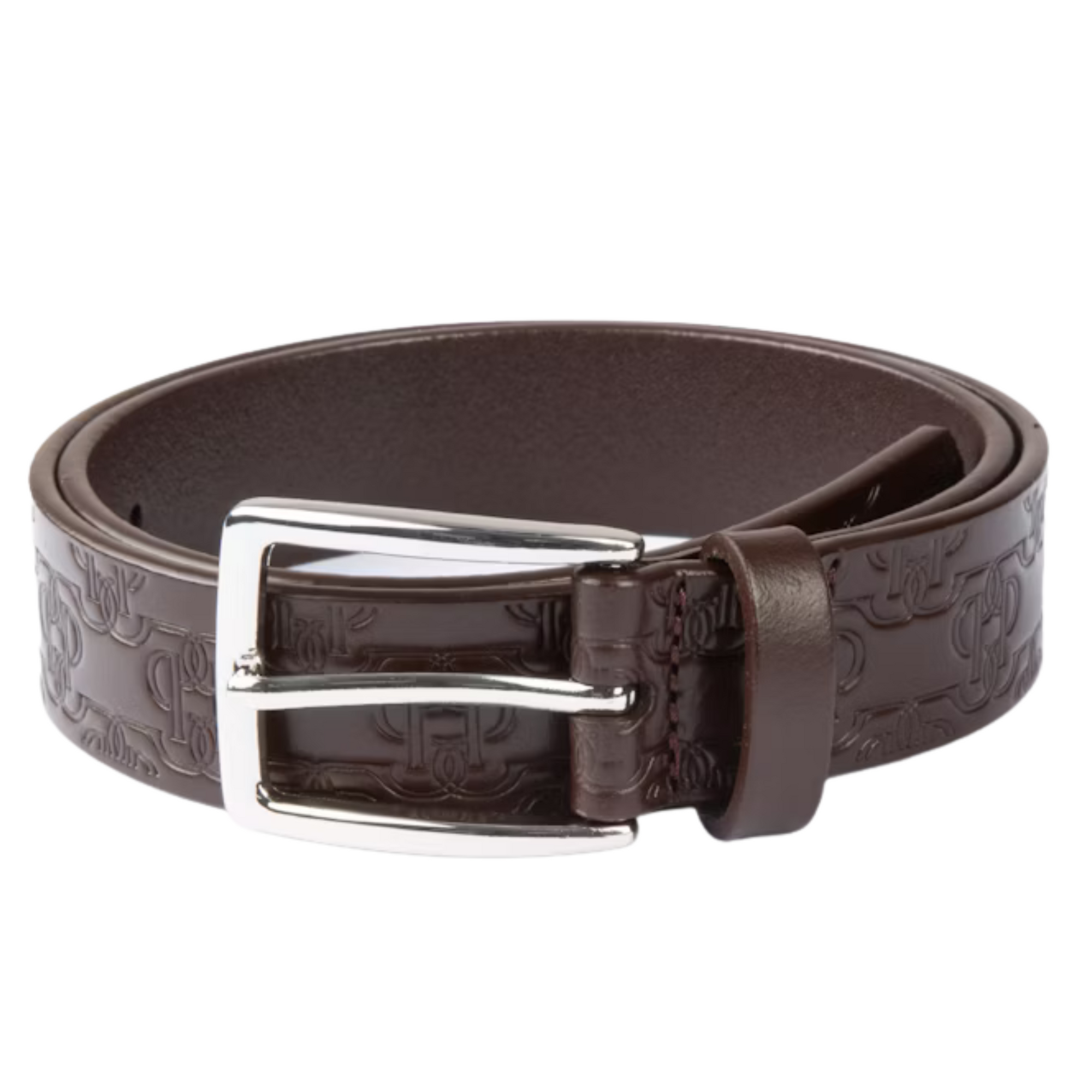 PS of Sweden Monogram Leather Belt - Brown