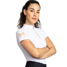 Load image into Gallery viewer, Maximilian Equestrian Short Sleeve Base Layer - White/Gold
