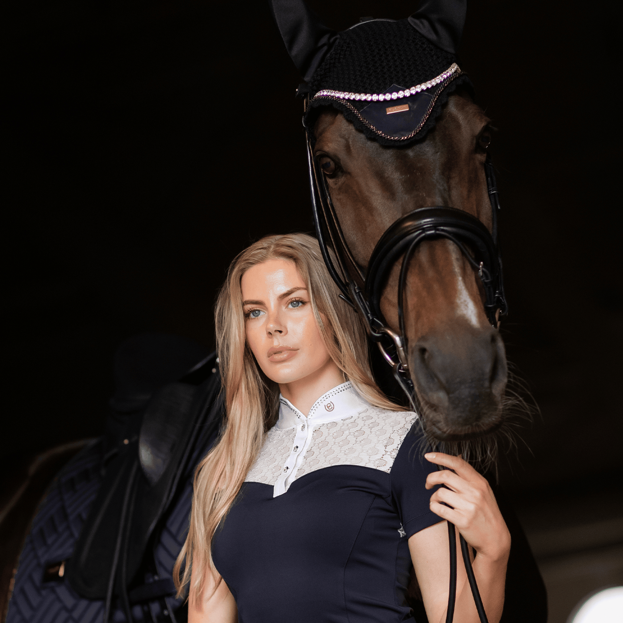Equestrian Stockholm Crystal Champion Top - Dark Ocean