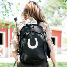 Load image into Gallery viewer, Veltri Delaire Backpack Horse Shoe - Black/Rose Gold
