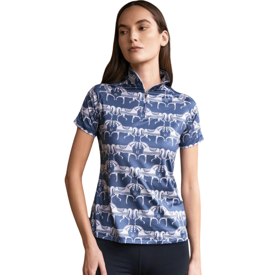 Ronner Plume Short Sleeve Steed Print - Shadow Blue