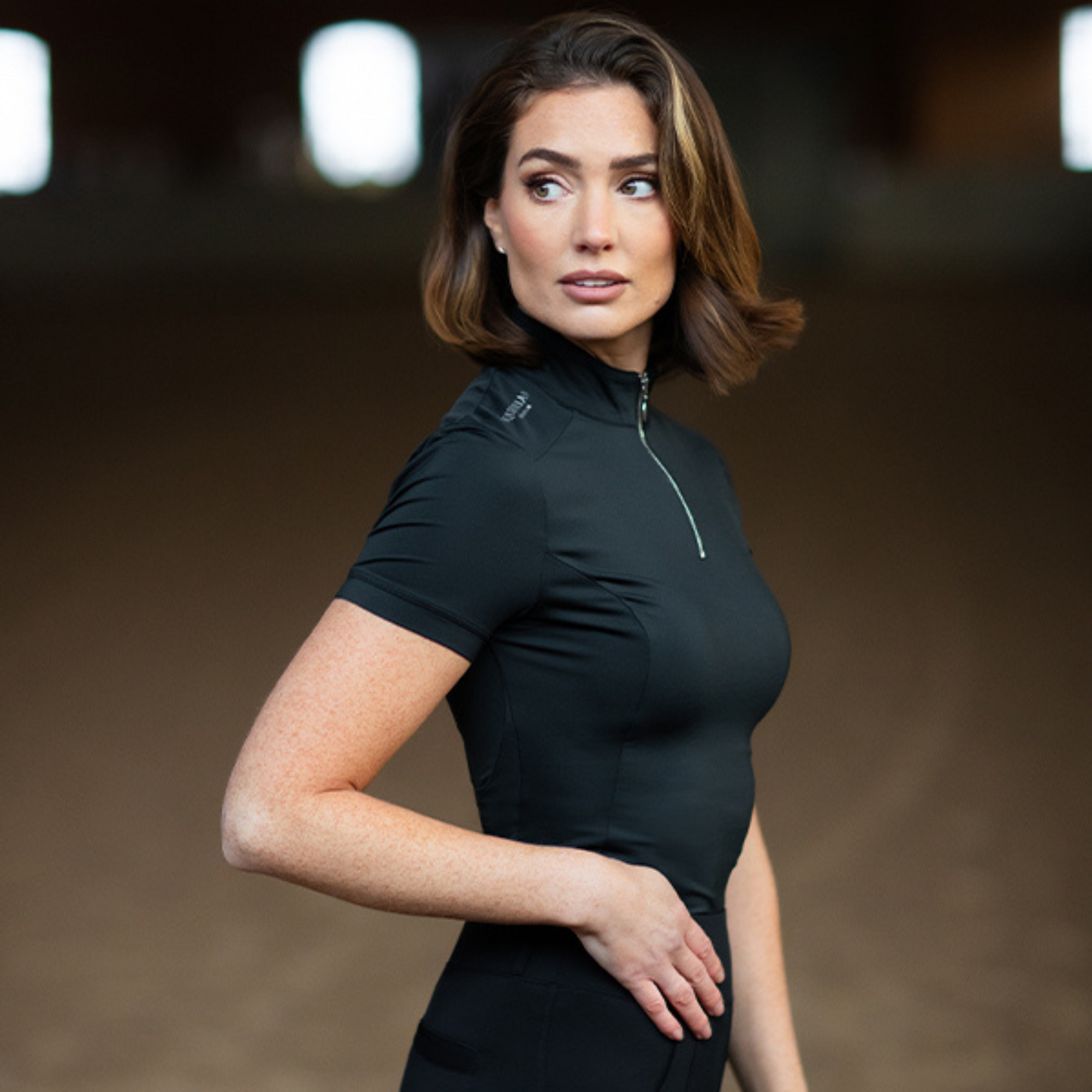 Equestrian Stockholm UV Protection Short Sleeve Top - Black Edition