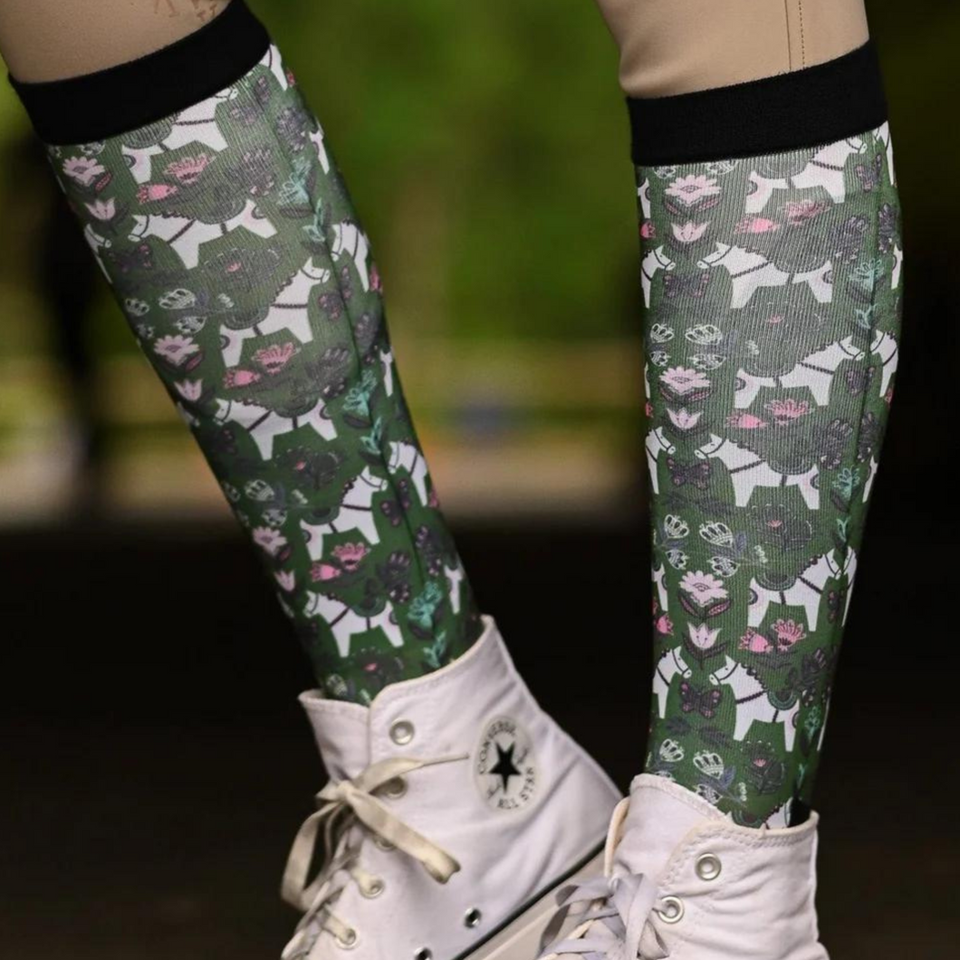 Dreamers & Schemers Boot Socks - Pony Mac Green Dala Horse