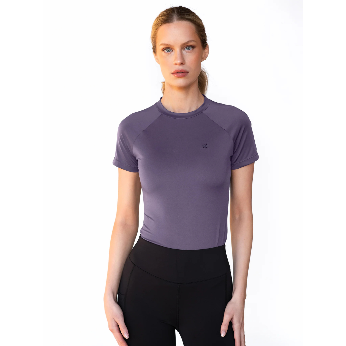 Equestrian Stockholm Dynamic Short Sleeve Base Layer Top - Dark Violet