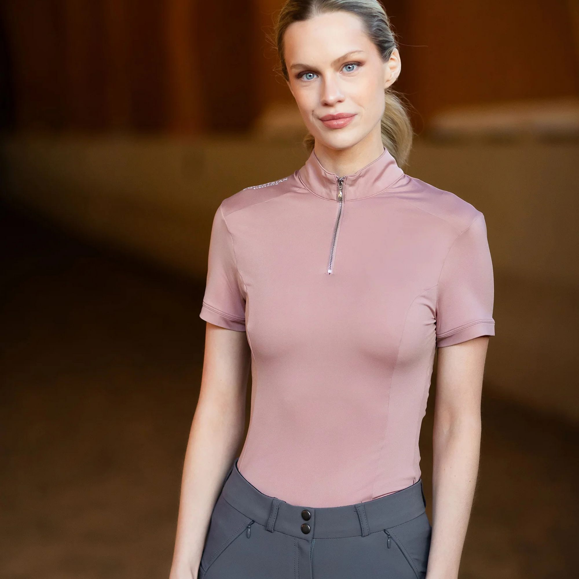 Equestrian Stockholm UV Protection Short Sleeve Top - Pink