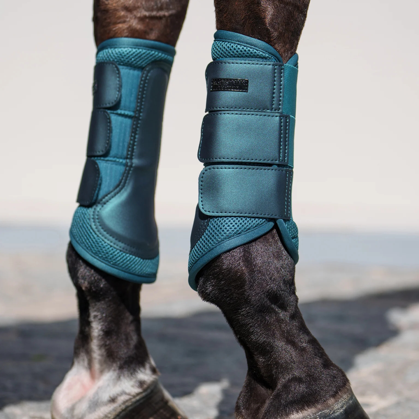 Equestrian Stockholm Classic Mesh Brushing Boots - Teal Blue