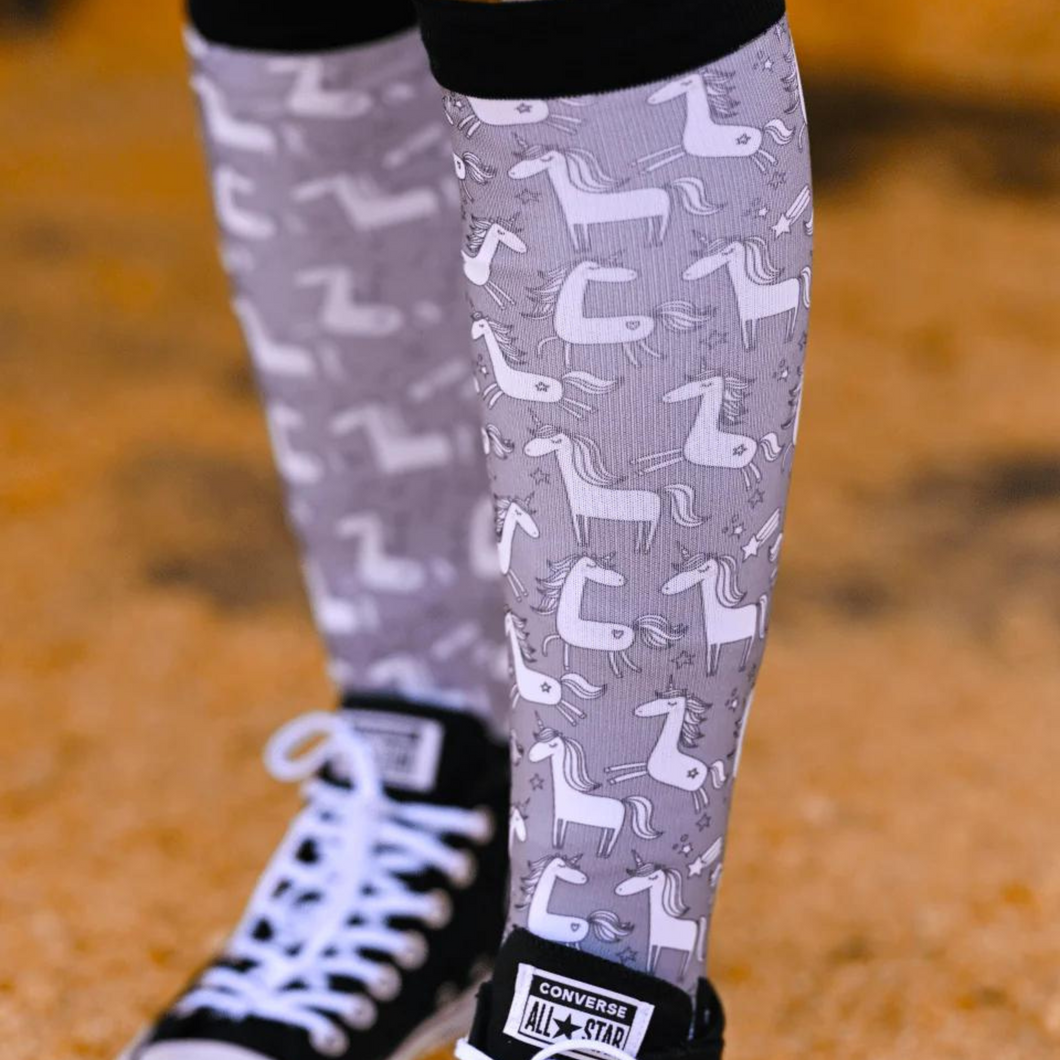 Dreamers & Schemers Boot Socks - Grey Unicorn