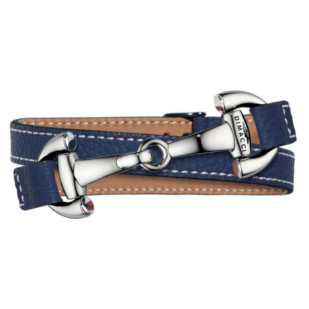 Dimacci Alba Double Wrap Bracelet - Navy / Stainless Steel
