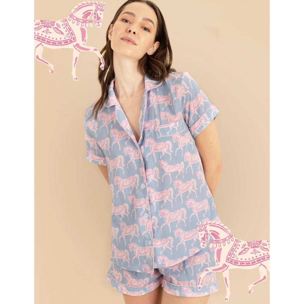 Ronner Blossomare Print Pajama Set - Ice Blue