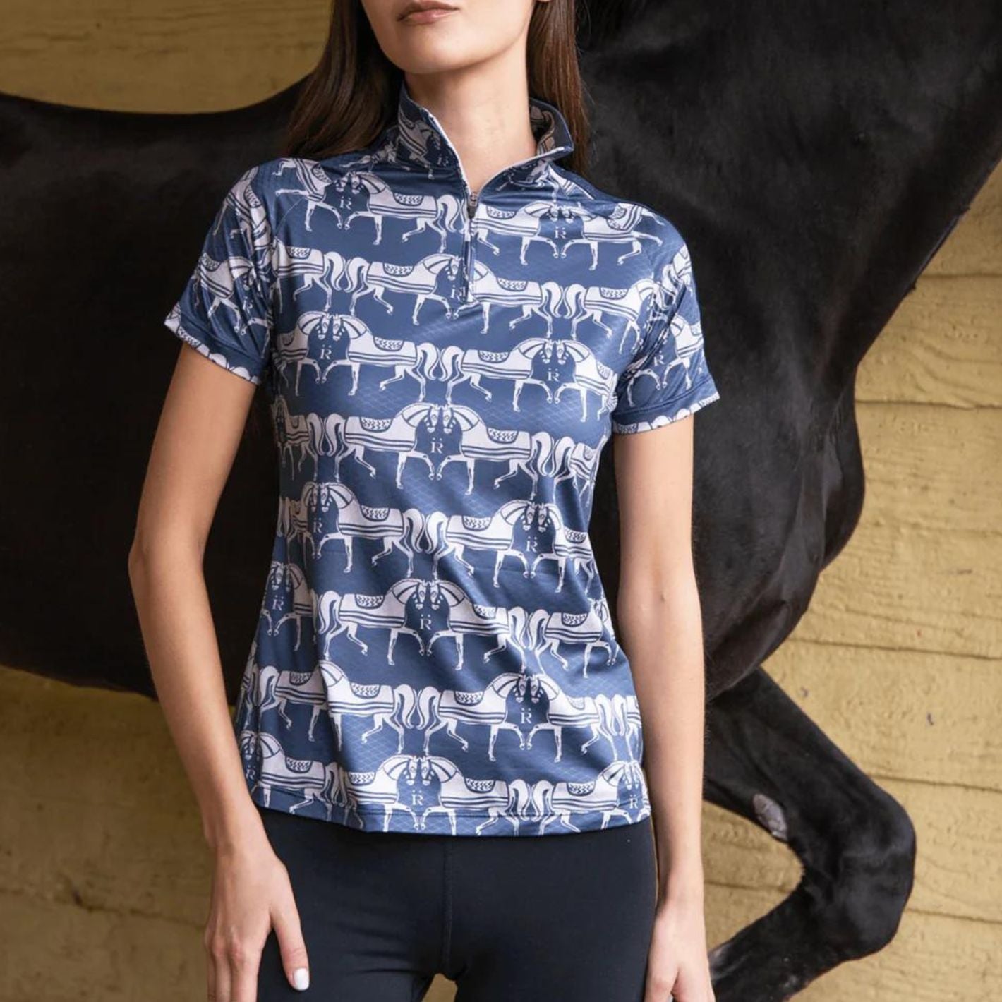 Ronner Plume Short Sleeve Steed Print - Shadow Blue