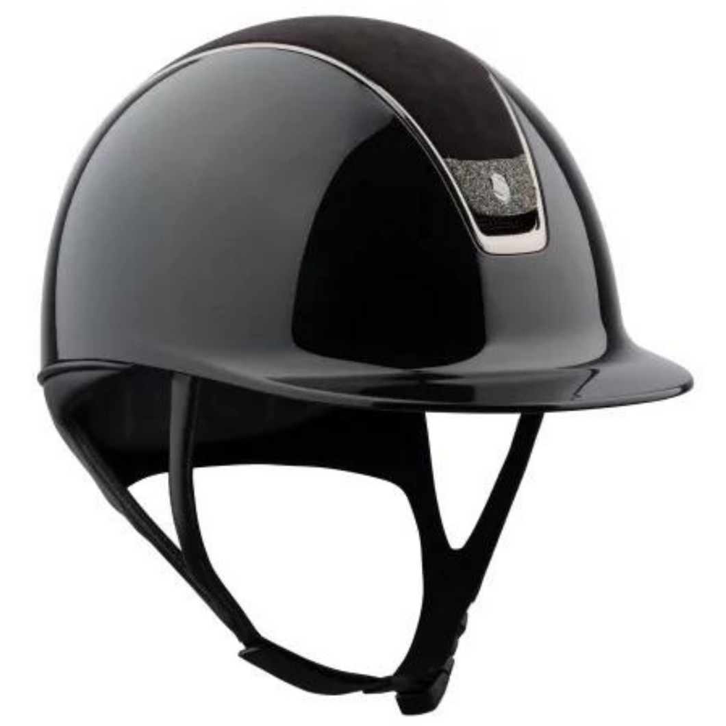 Samshield 2.0 Shadowglossy Helmet - Black Alcantara Top, Crystal Fabric Blazon