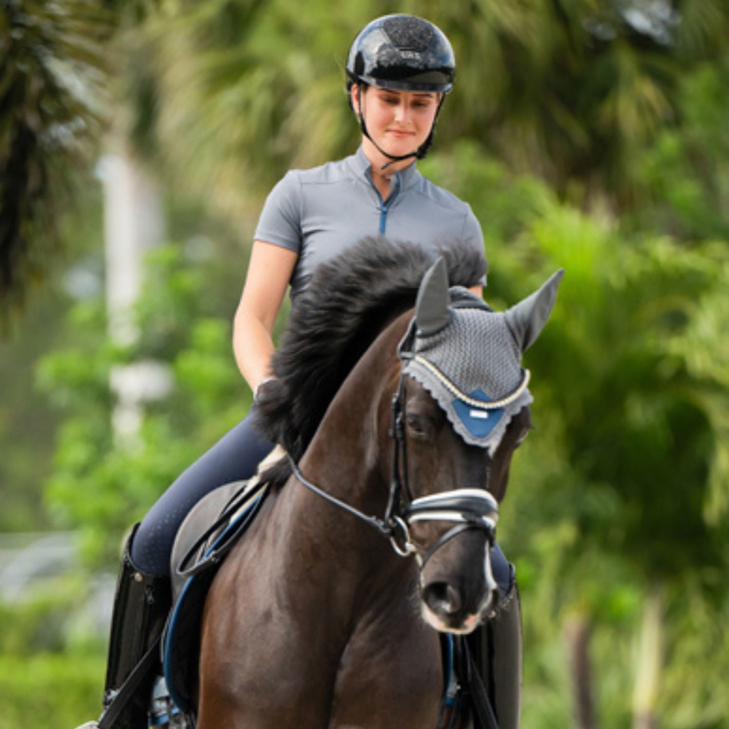 Equestrian Stockholm Ear Bonnet - Metallic Blue