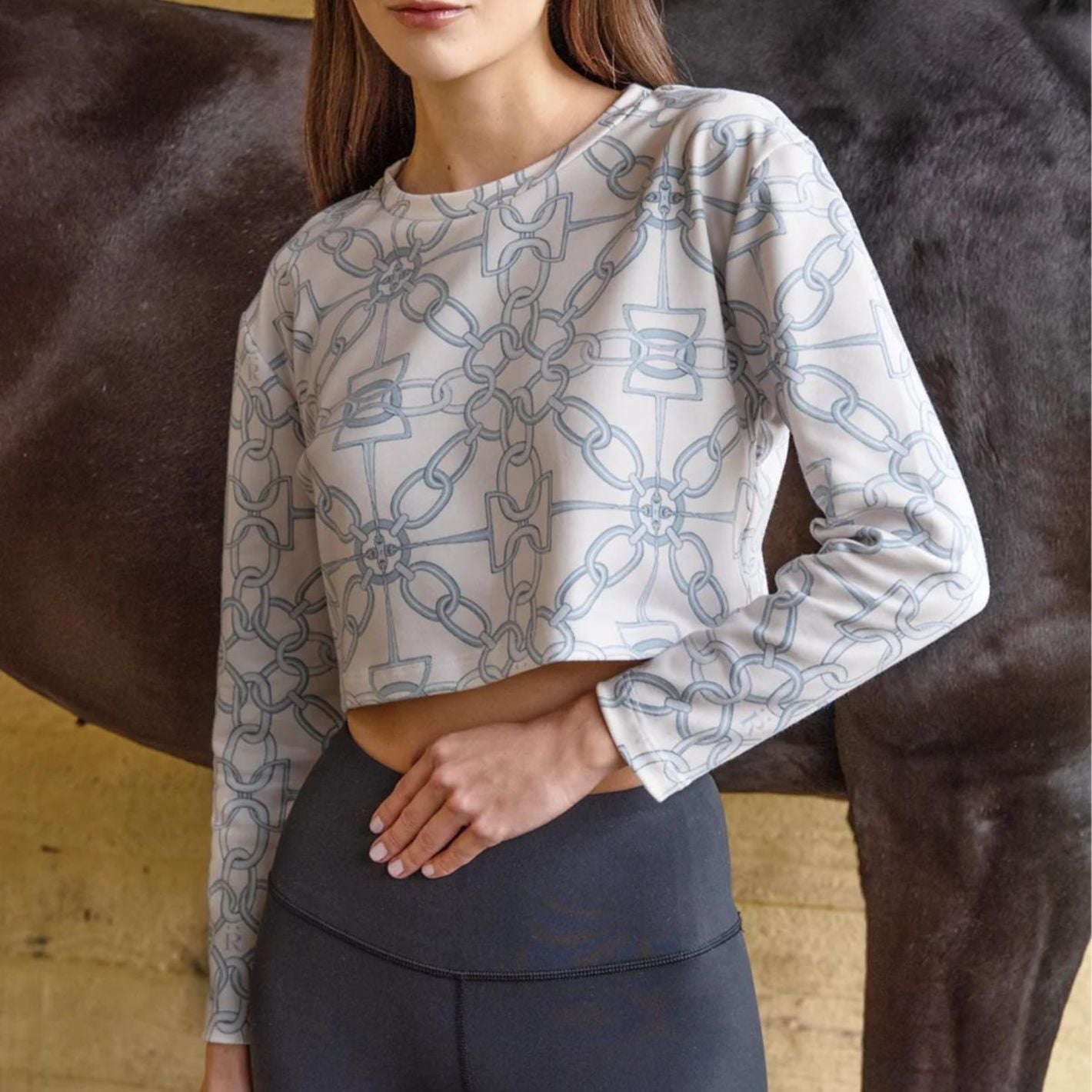 Ronner Cropped Chainlink Print T-Shirt - Powder
