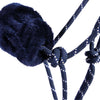 QHP Rope Faux Sheepskin Headcollar & Leadrope Set - Navy/Cream