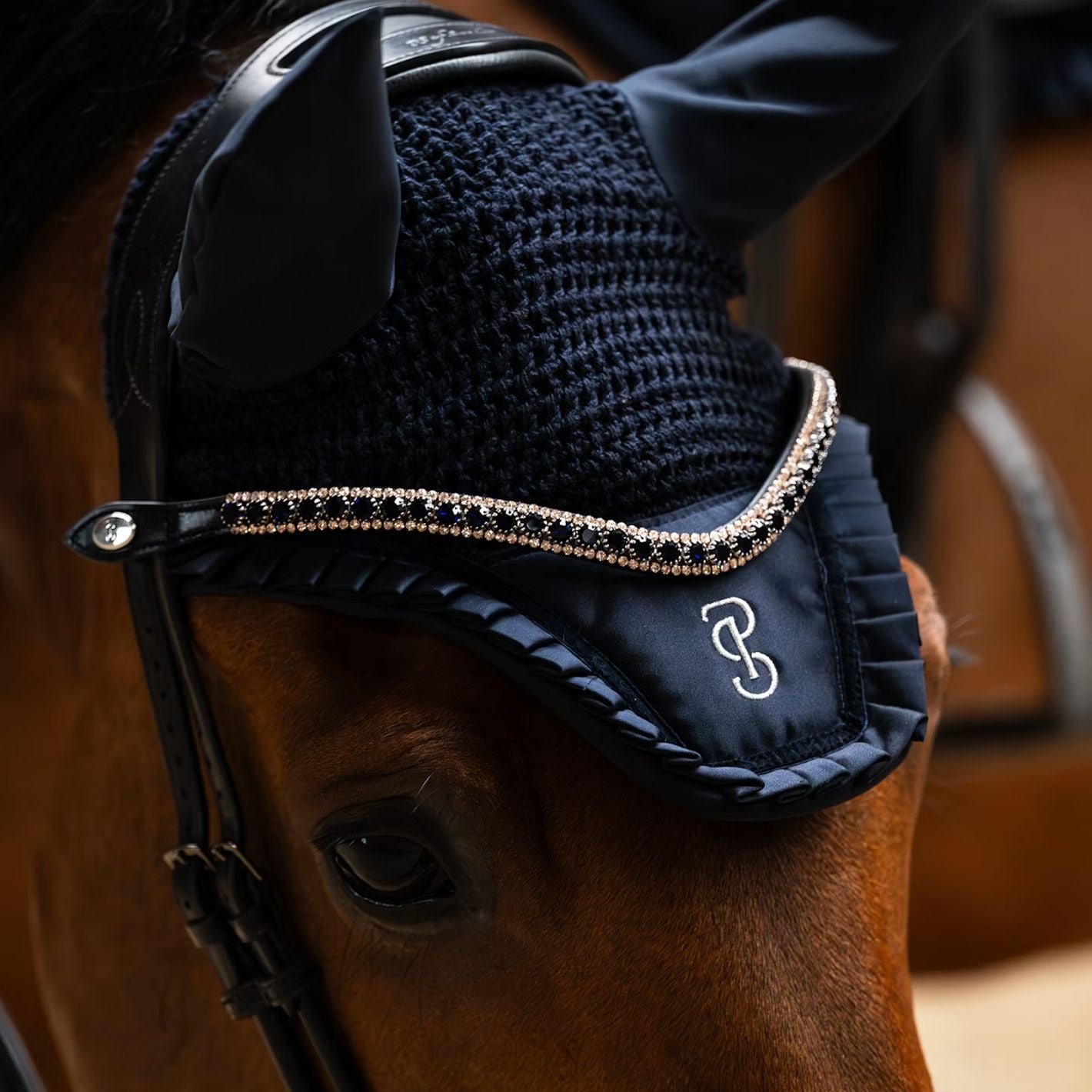 PS of Sweden Ear Bonnet Ruffle - Navy