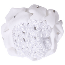 Load image into Gallery viewer, QHP Diamante Scrunchie with Hair Net - White
