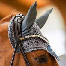 Load image into Gallery viewer, Equestrian Stockholm Ear Bonnet - Metallic Blue
