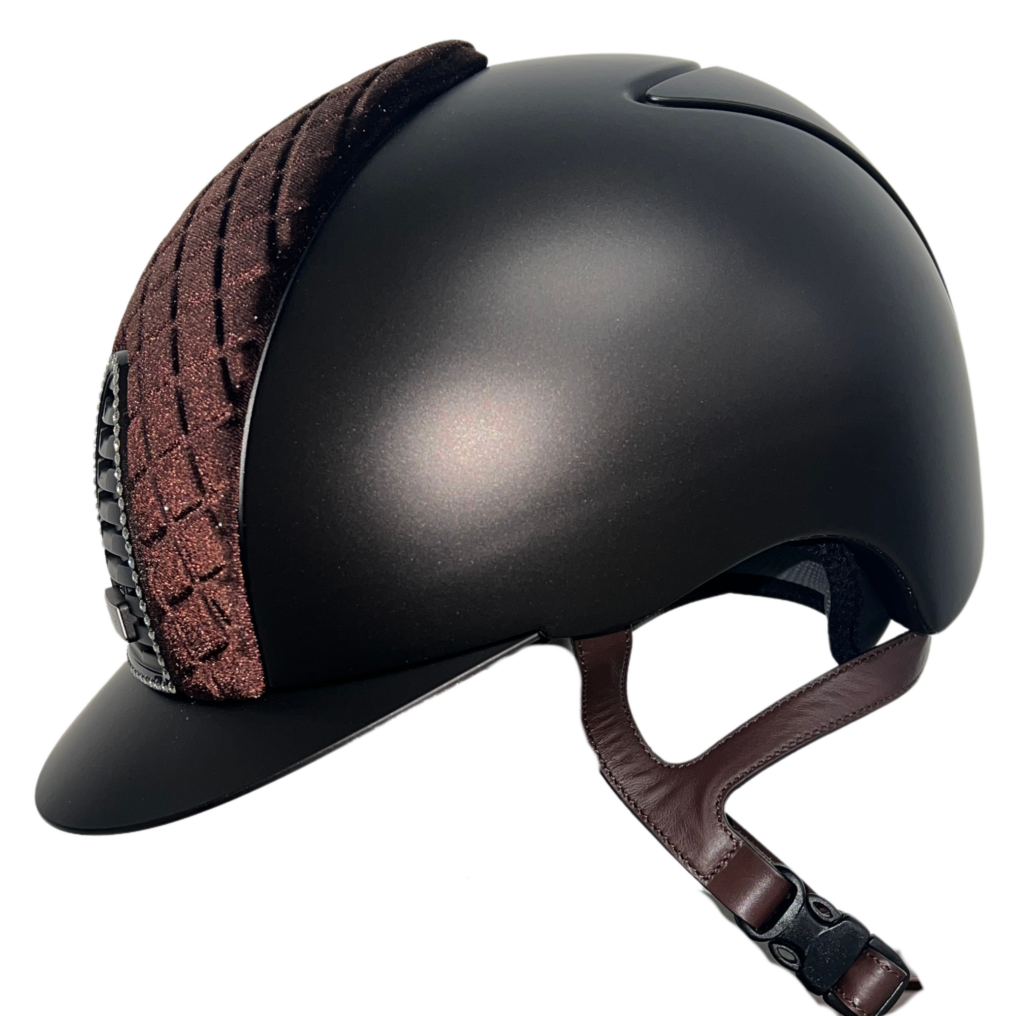 KEP Cromo 2.0 - Brown Glossy, Clear Swarovski Frame, Milano Velvet with Brown Chinstrap