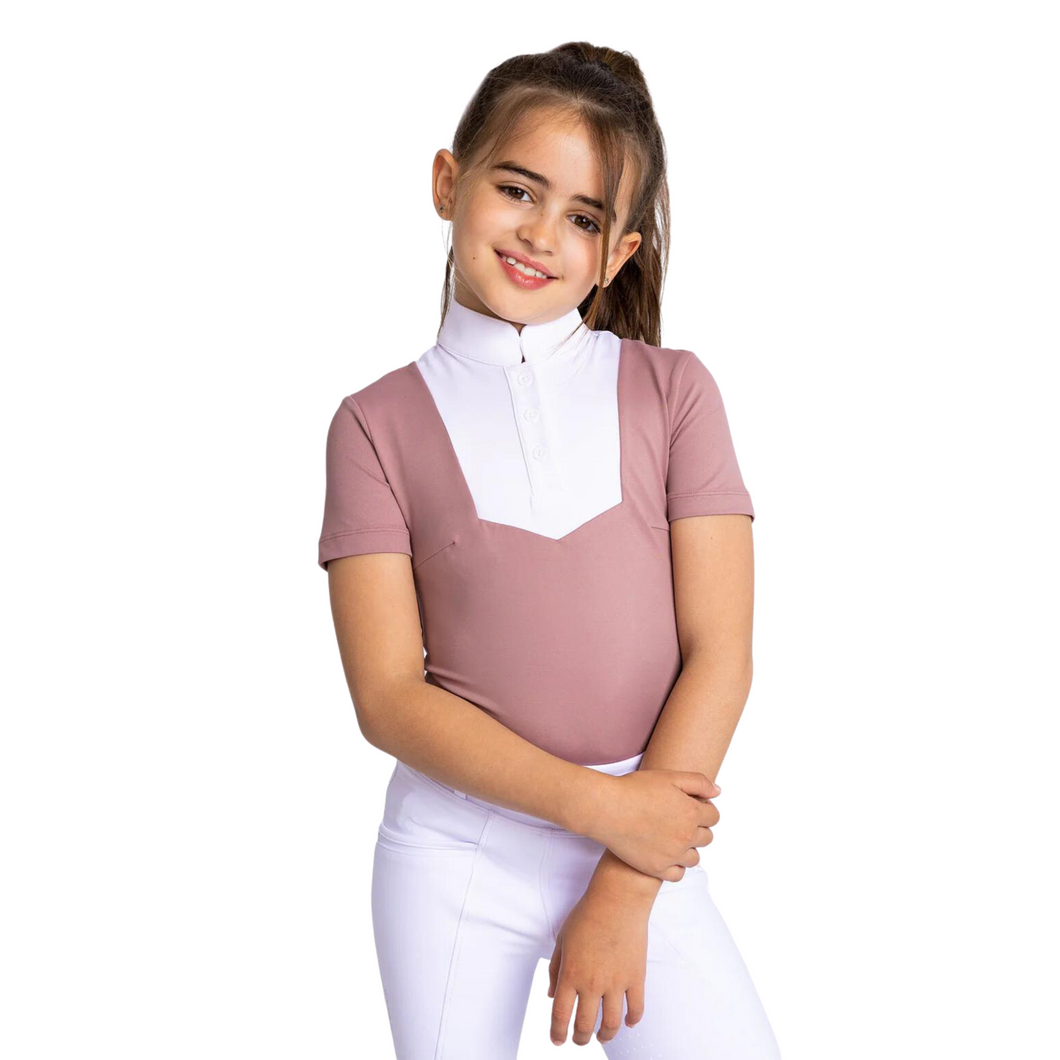 Maximilian Equestrian Kids Sienna Short Sleeve Shirt - Rose Taupe