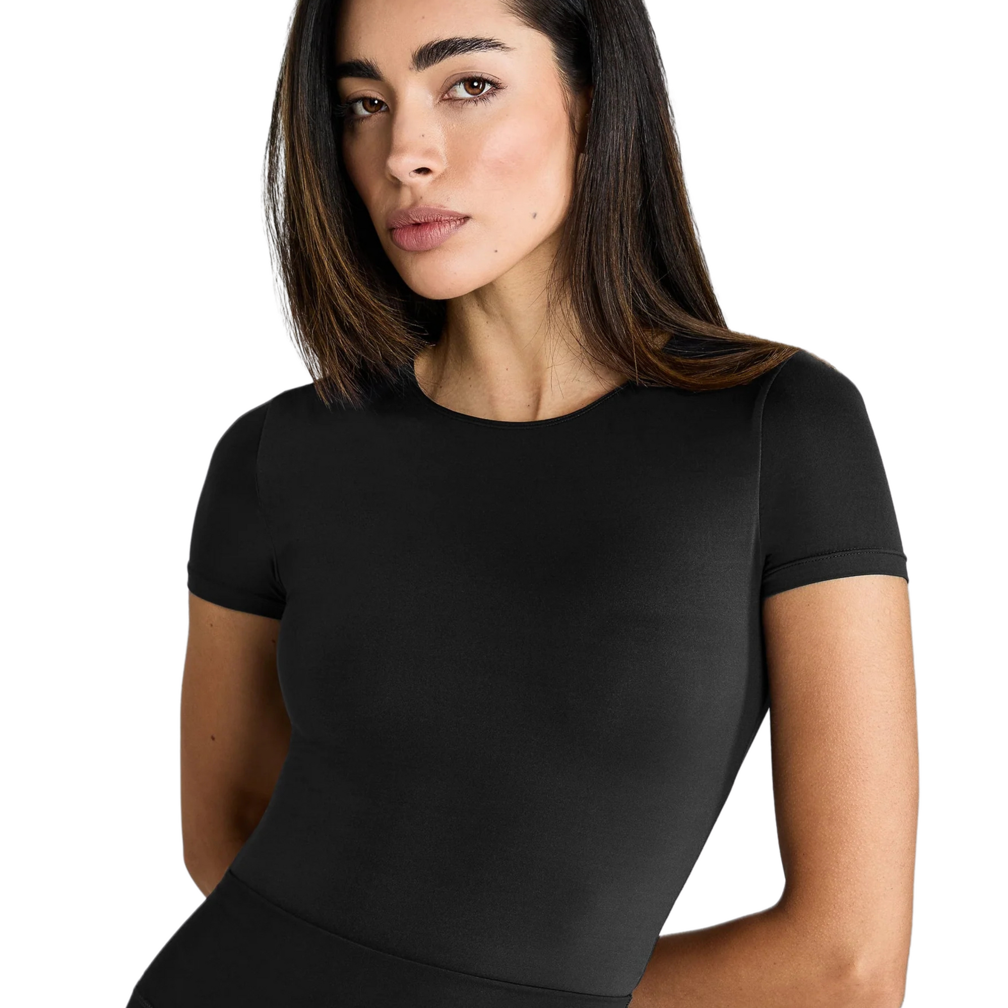 Aztec Diamond Short Sleeve Sculpt Top - Black