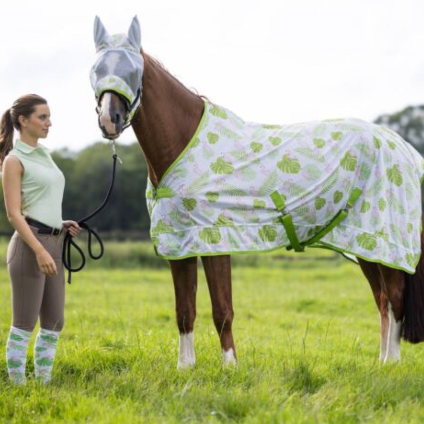 HKM Fly Mask - Flamingos