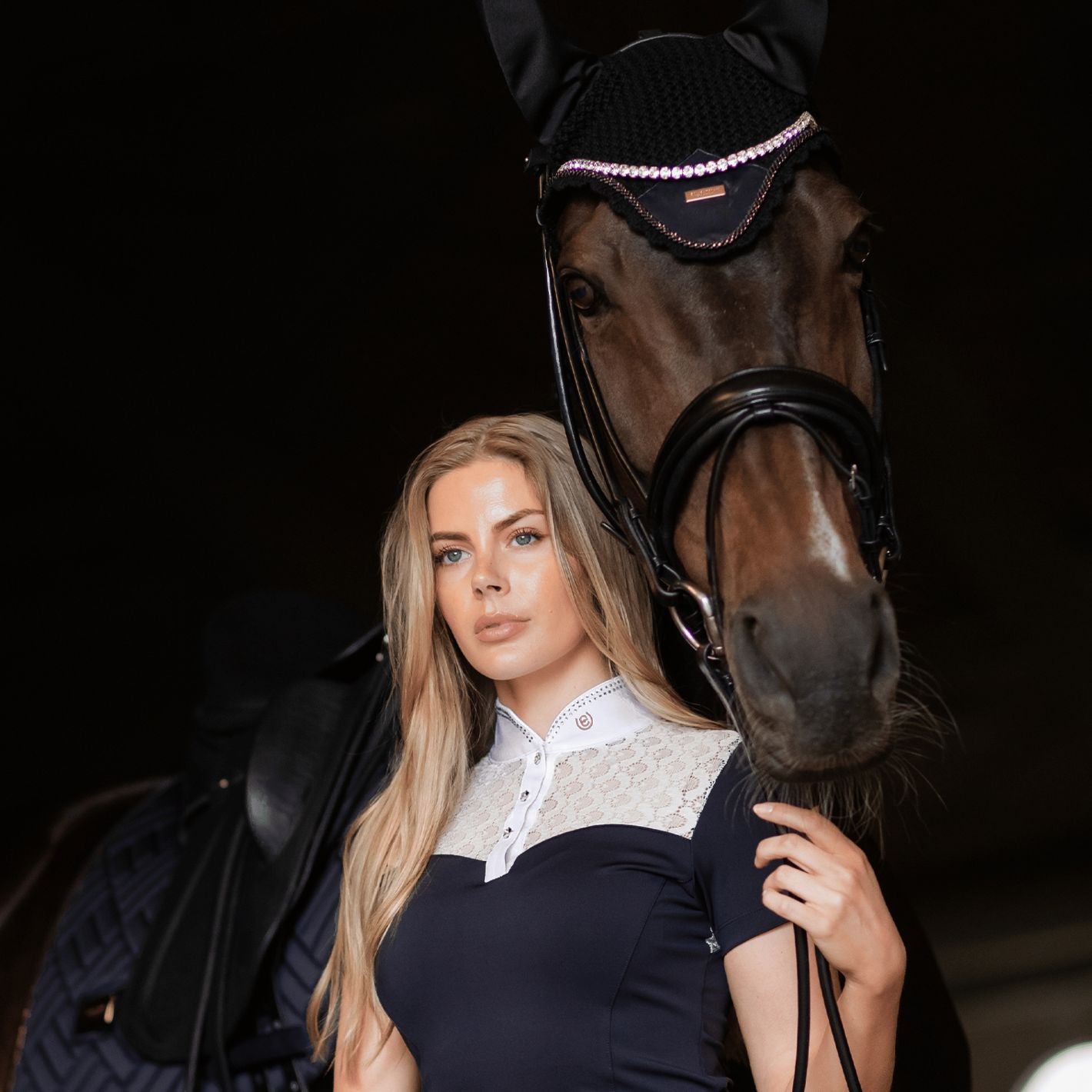 Equestrian Stockholm Crystal Champion Top - Dark Ocean