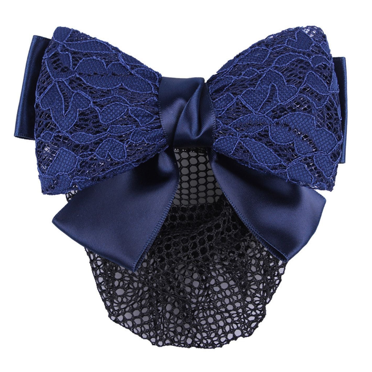 QHP Lace Hair Bow - Navy