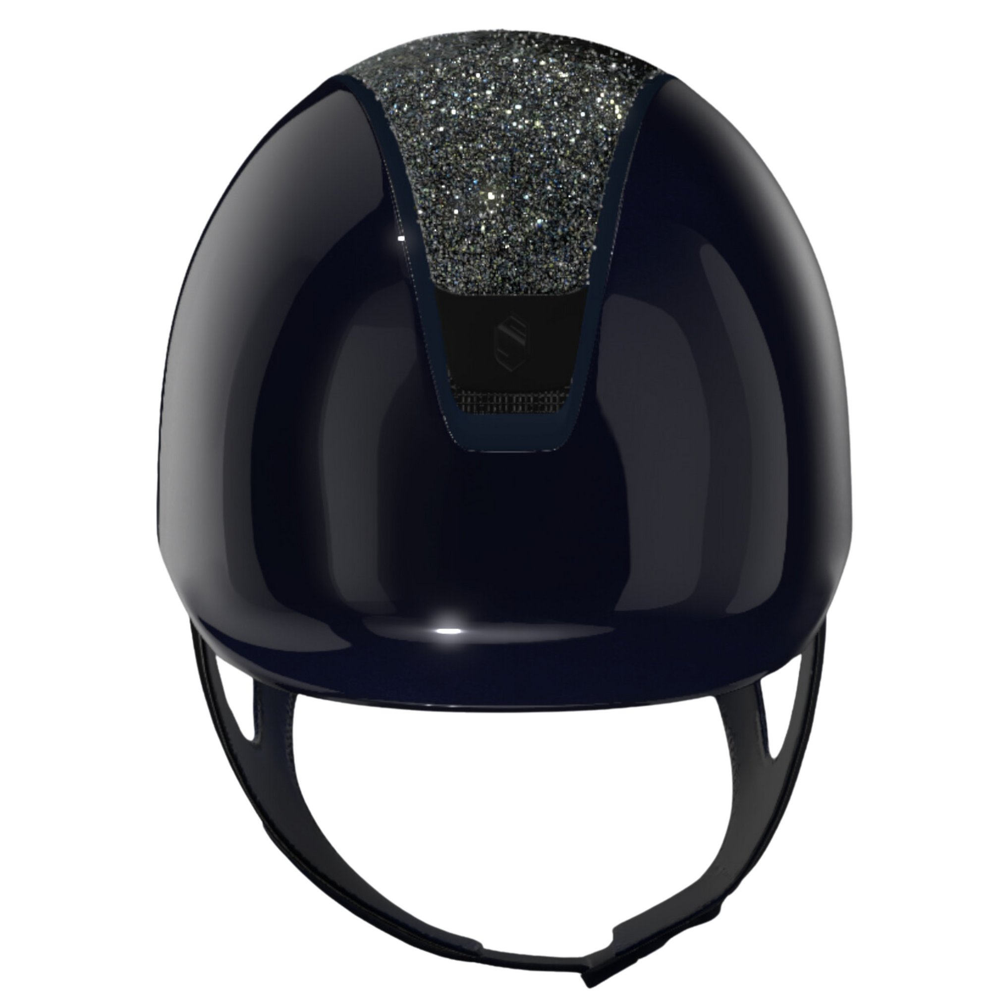 Samshield 2.0 Shadowglossy Helmet - Navy Swarovski Ocean Depth Top, Crystal Fabric Blazon