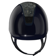 Load image into Gallery viewer, Samshield 2.0 Shadowglossy Helmet - Navy Swarovski Ocean Depth Top, Crystal Fabric Blazon
