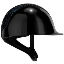 Load image into Gallery viewer, Samshield 2.0 Shadowglossy Helmet - Black Swarovski Summer Night Top, Crystal Fabric Blazon
