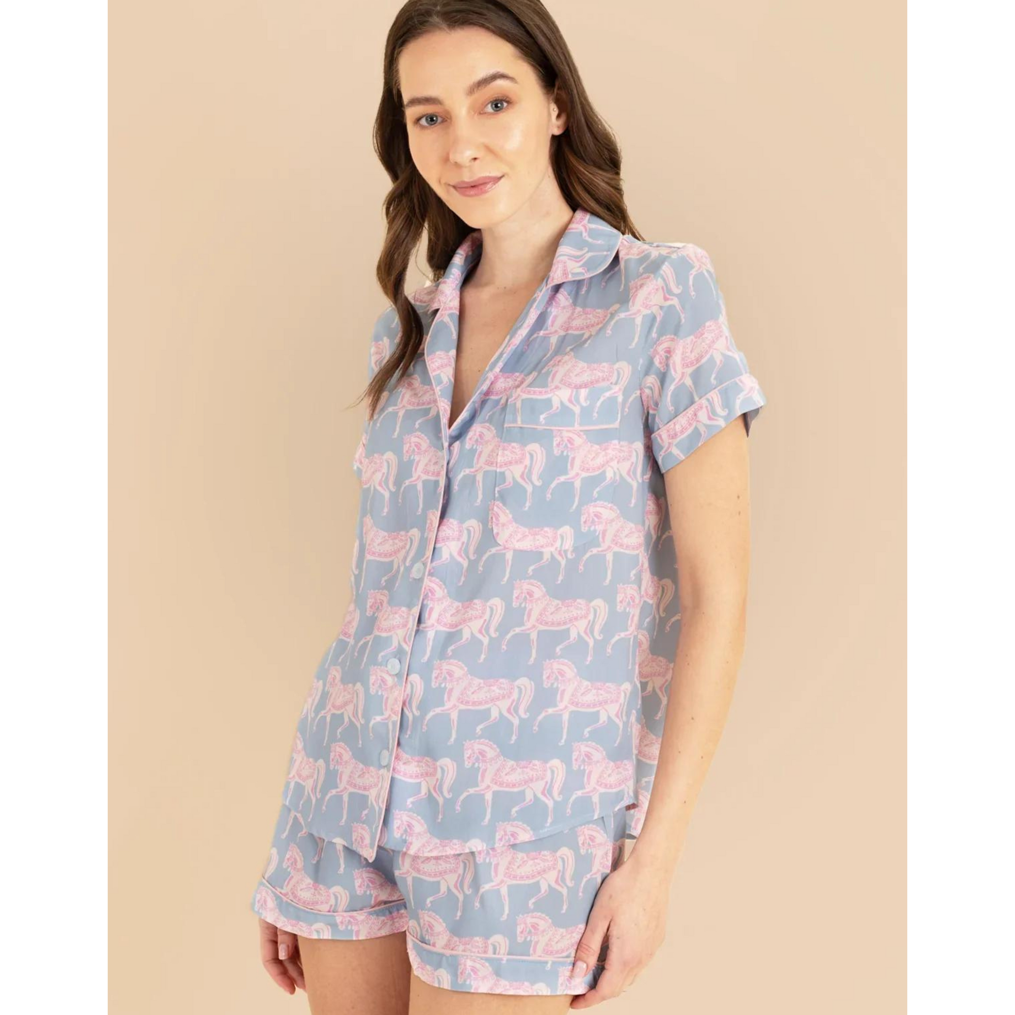 Ronner Blossomare Print Pajama Set - Ice Blue