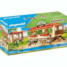 Load image into Gallery viewer, Playmobil Pony Shelter with Mobile Home
