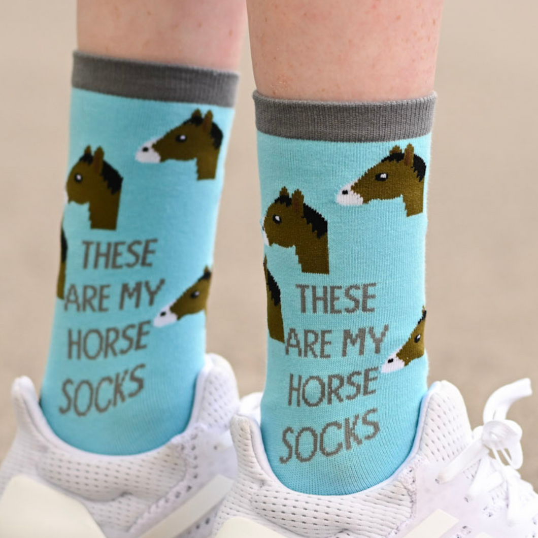 Dreamers & Schemers Knit Socks - Horse Socks Blue