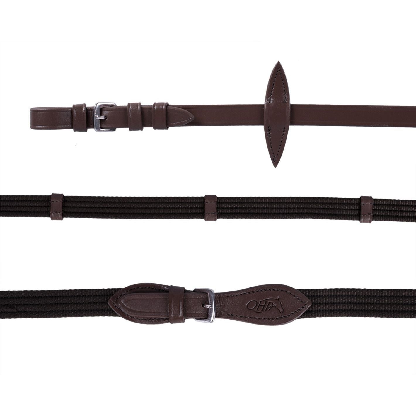 QHP Web Reins - Dark Brown