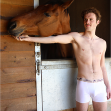 Load image into Gallery viewer, Derriere Equestrian Performance Men&#39;s Padded Boxer - White
