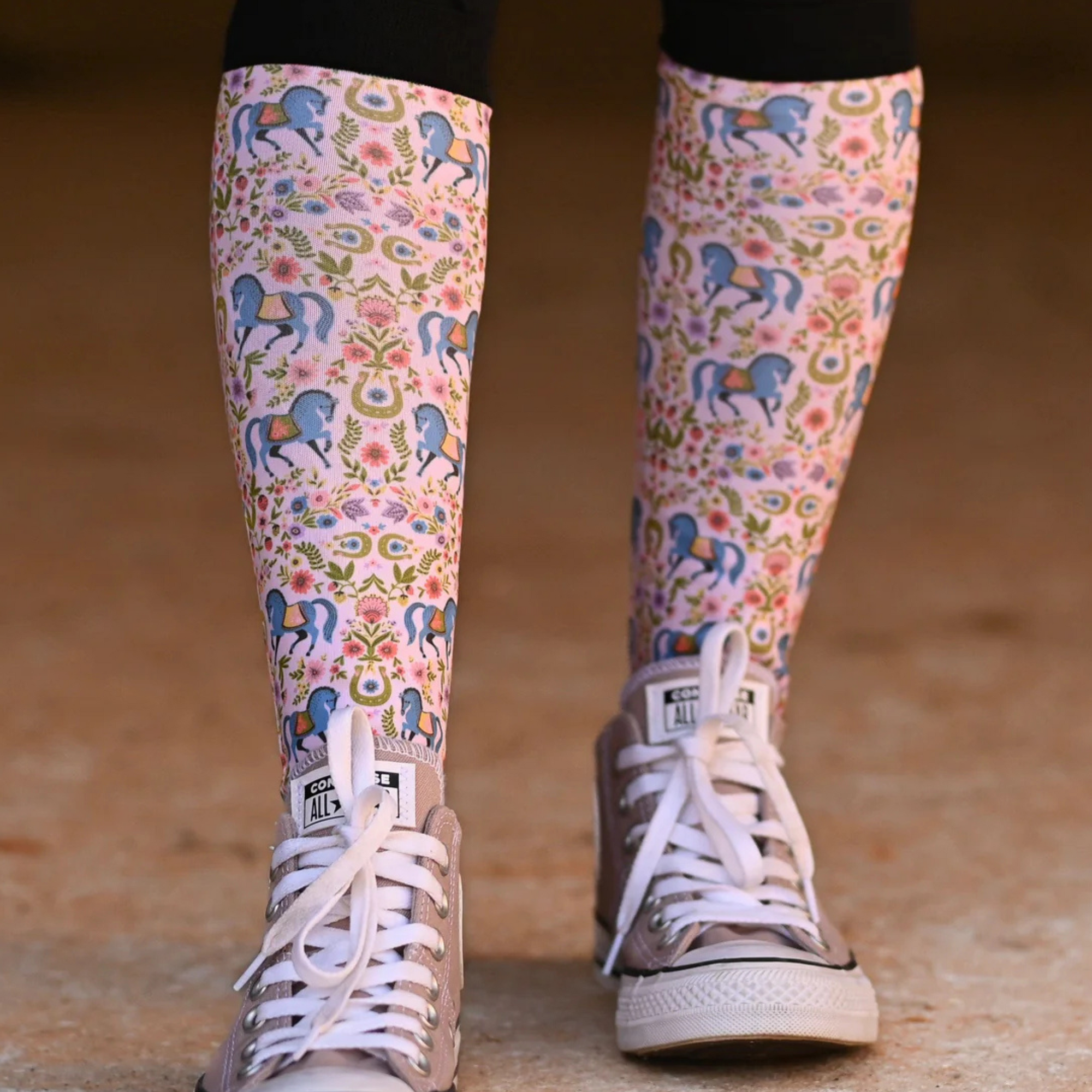 Dreamers & Schemers Boot Socks - Horse Floral