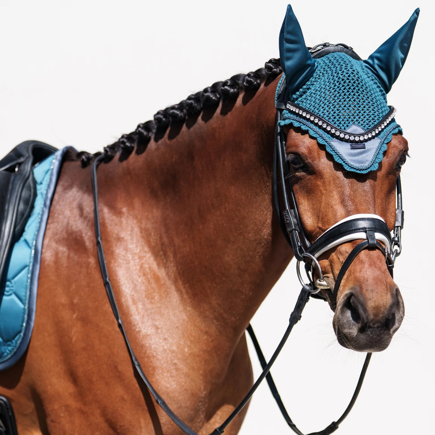 Equestrian Stockholm Ear Bonnet - Teal Blue