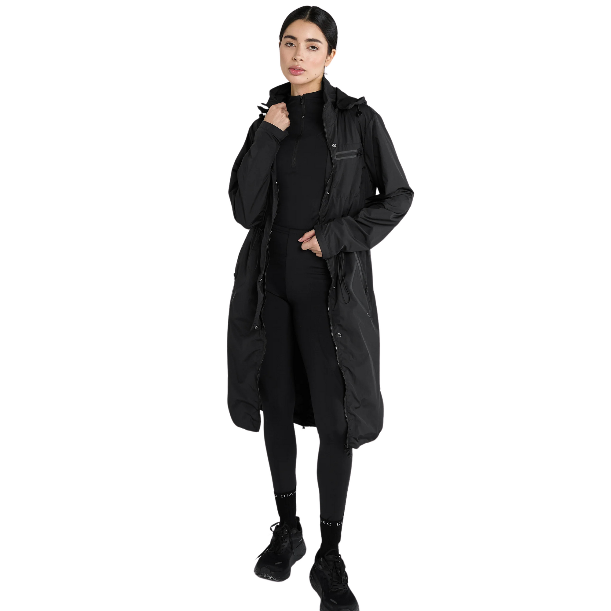 Aztec Diamond Long Rain Jacket - Black