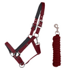QHP Deluxe Headcollar & Leadrope Set - Burgundy