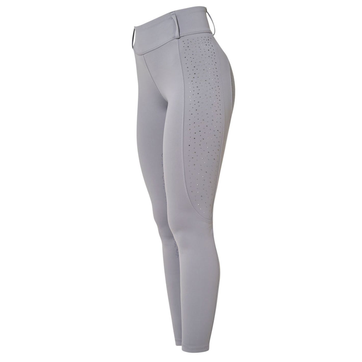 Equestro High Waist Rhinestone Leggings - Frost Grey