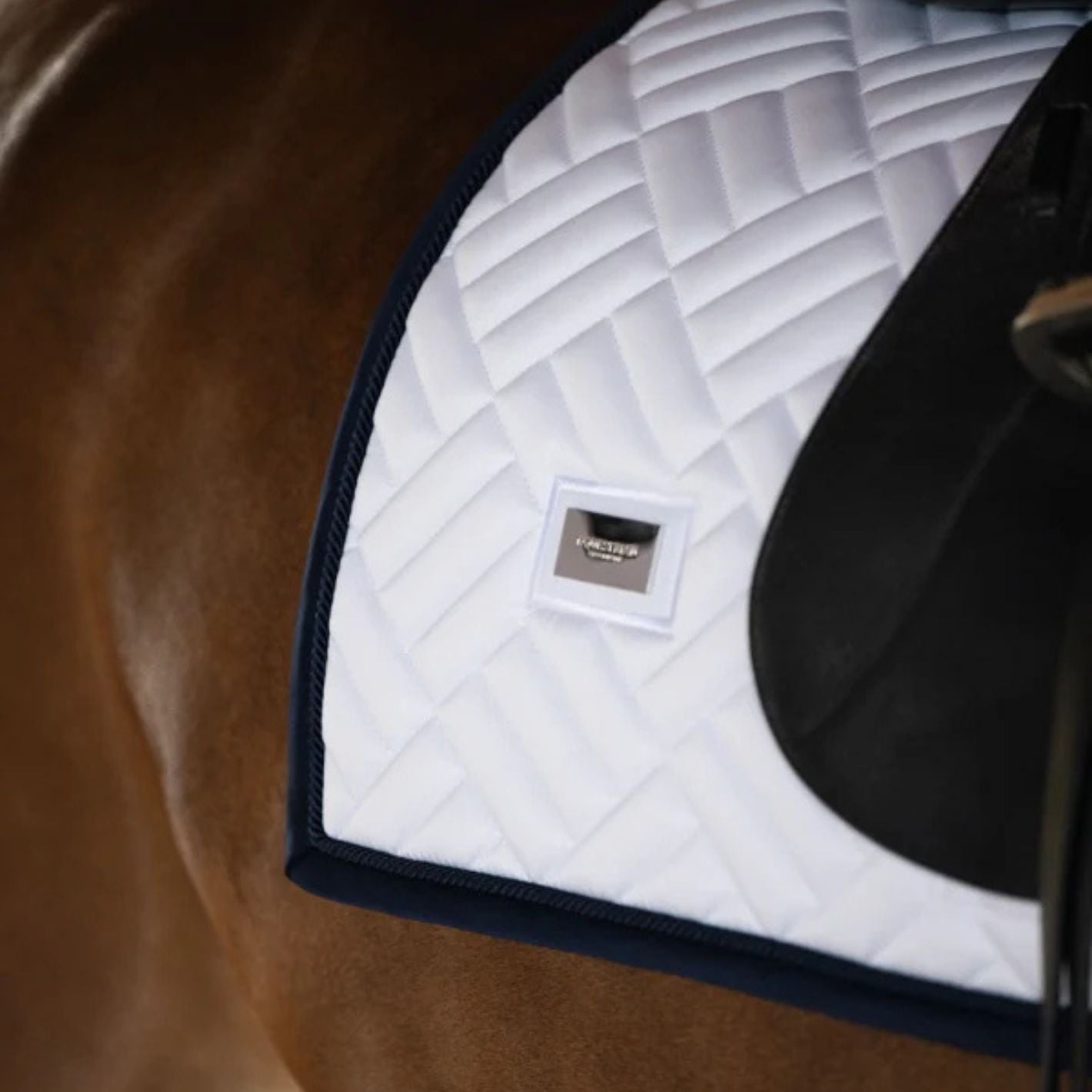 Equestrian Stockholm Dressage Pad - Modern White Navy