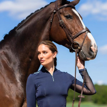 Load image into Gallery viewer, Equestrian Stockholm Air Breeze Top - Midnight Blue
