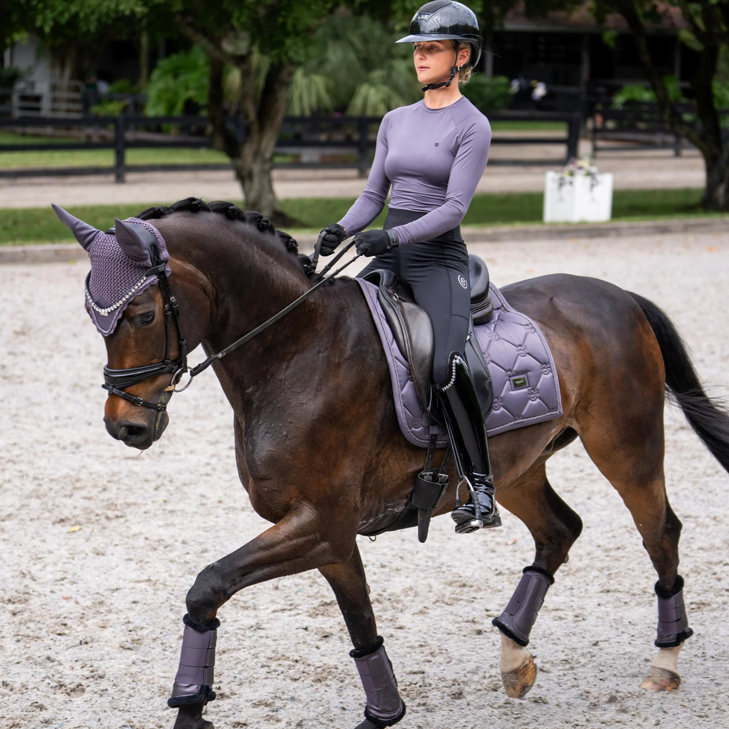 Equestrian Stockholm Ear Bonnet - Dark Violet