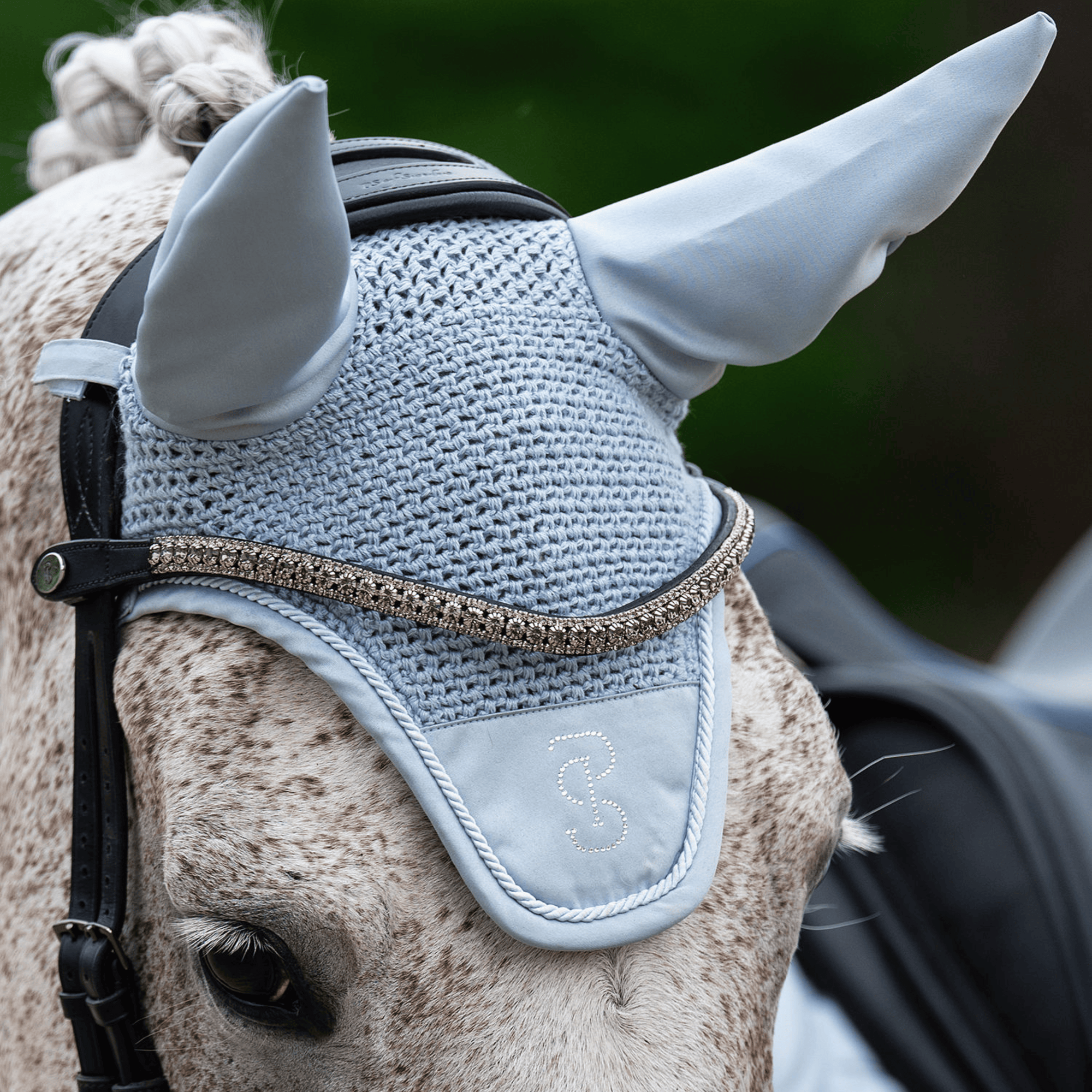 PS of Sweden Crystal Satin Ear Bonnet - Blue Whisper