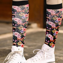 Load image into Gallery viewer, Dreamers &amp; Schemers Boot Socks - Pony Mac Black Floral Horse
