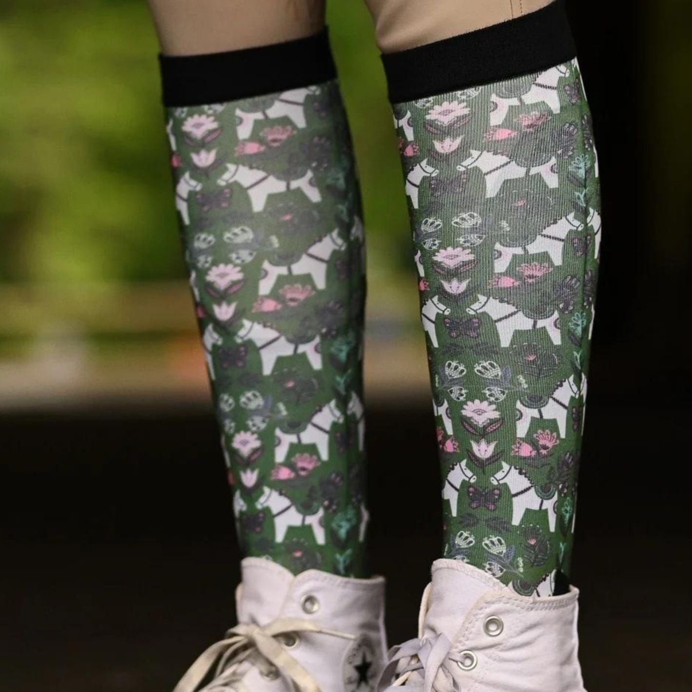 Dreamers & Schemers Boot Socks - Pony Mac Green Dala Horse