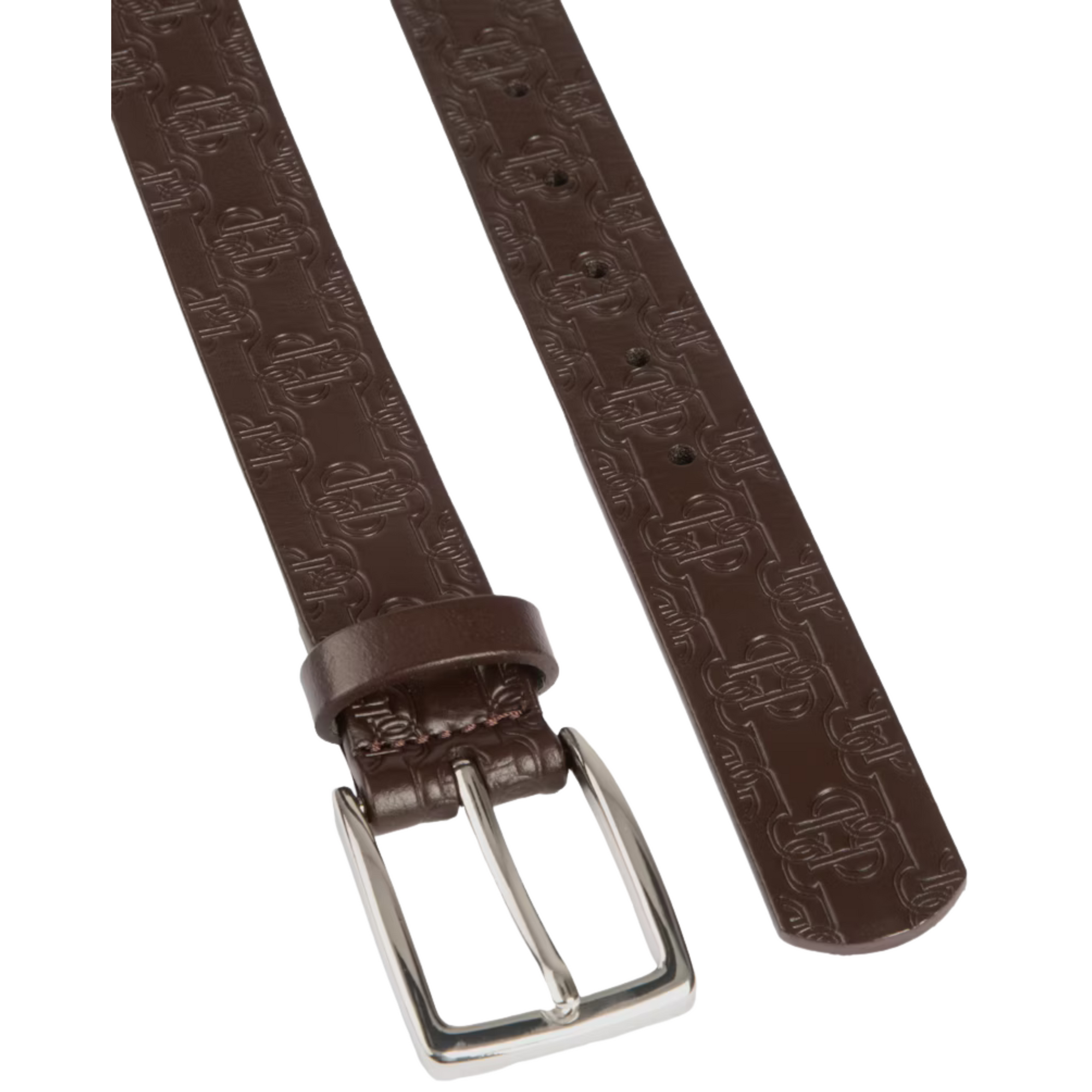 PS of Sweden Monogram Leather Belt - Brown