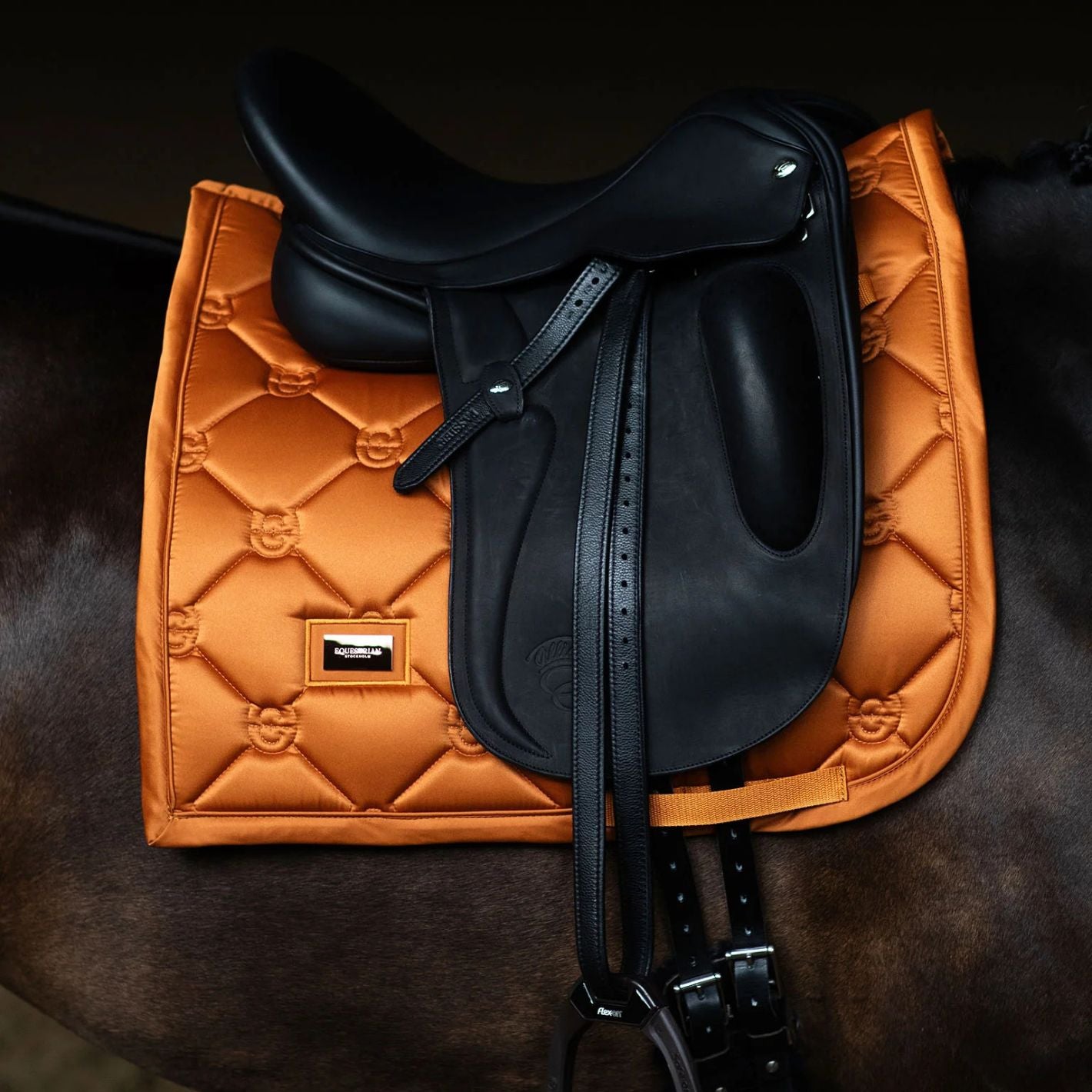 Equestrian Stockholm Satin Dressage Pad - Chestnut